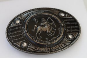 Blue leather belt